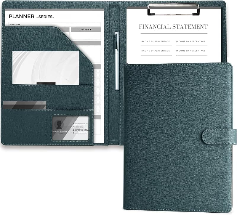 Porte-Documents A4 Portfolio en PU — Coloris Gris Vert