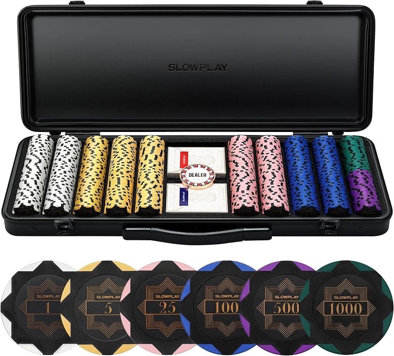 SLOWPLAY — Set Poker Nash Black Gold, jetons argile 500 pièces