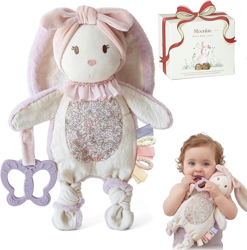 Moonkie — Doudou lapin avec anneau de dentition